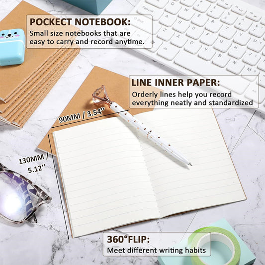 Mini Diary Pocket Notebook Journal Record Book Mini Diary64Open Black Exercise Book Kraft Paper