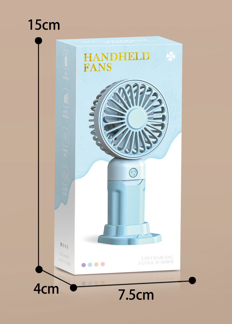 Children's Small Handheld Fan Student Gift Portable Cartoon Mini Portable Rechargeable Small Desktop Fan