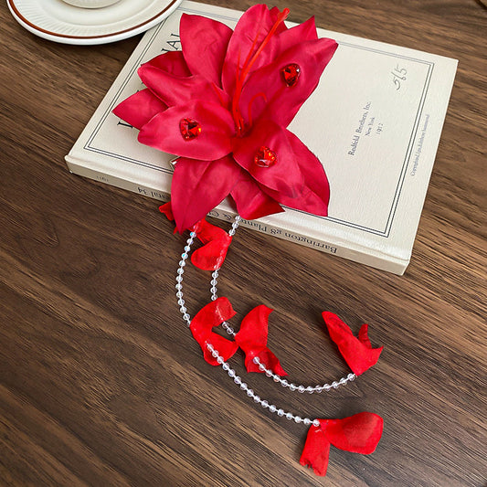 Super Fairy Vacation Style Fabric Flower Hair Clip Side Bangs Broken Hair Duckbill Clip Gentle Atmosphere Versatile Hair Accessory for Women