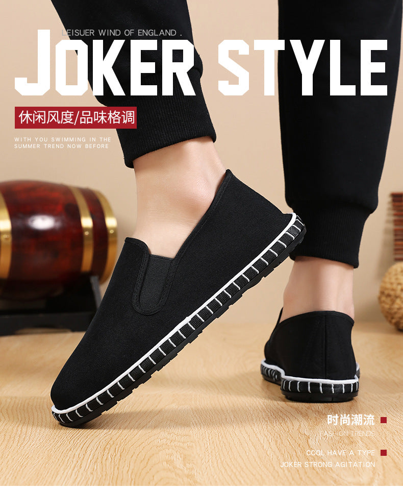 Old Beijing Cloth Shoes for Men, Spring New Breathable Comfortable Handmade Traditional Thousand-Layer Men's Cloth Shoes, Slip-On Lightweight Wear-Resistant