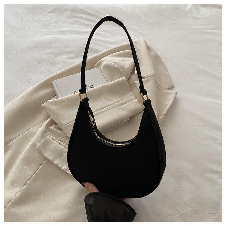 Solid Color Elegant Women's Bag2024Trendy Korean Style Autumn Winter New Stone Pattern Underarm Bag Casual Shoulder Handbag