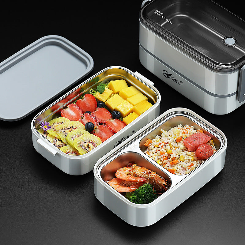 304Stainless Steel Sealed Insulated Lunch Box for Students and Office Workers, Microwave Safe, Double-Layer Lunch Container