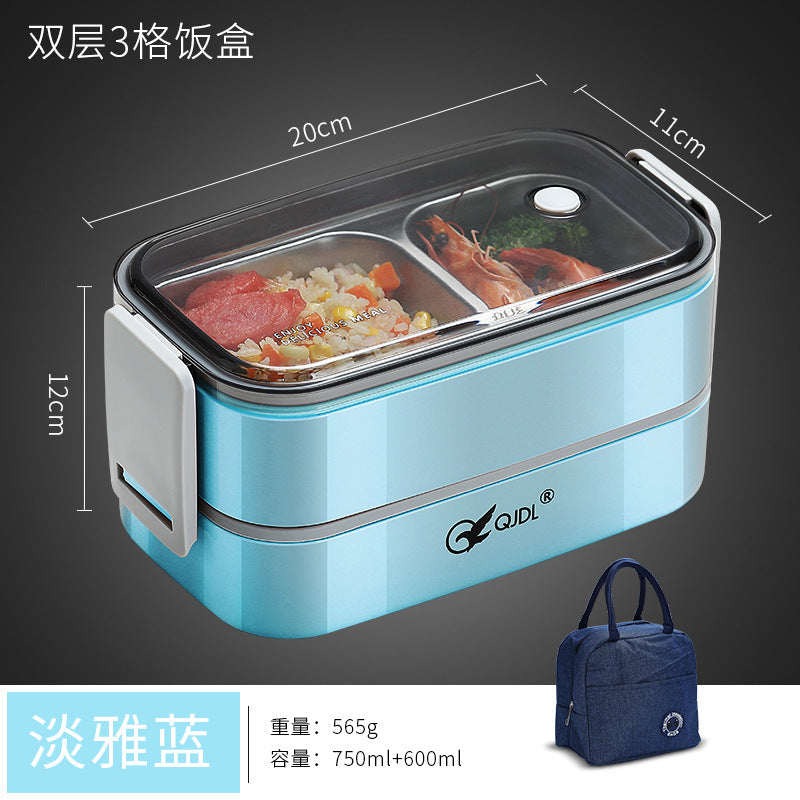 304Stainless Steel Sealed Insulated Lunch Box for Students and Office Workers, Microwave Safe, Double-Layer Lunch Container