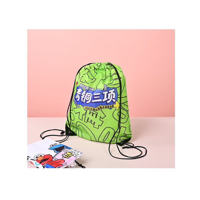 Outdoor Fitness Polyester Backpack Bag Advertising Training Class Drawstring Polyester Bag Double Shoulder Polyester Storage Bag Custom Wholesale