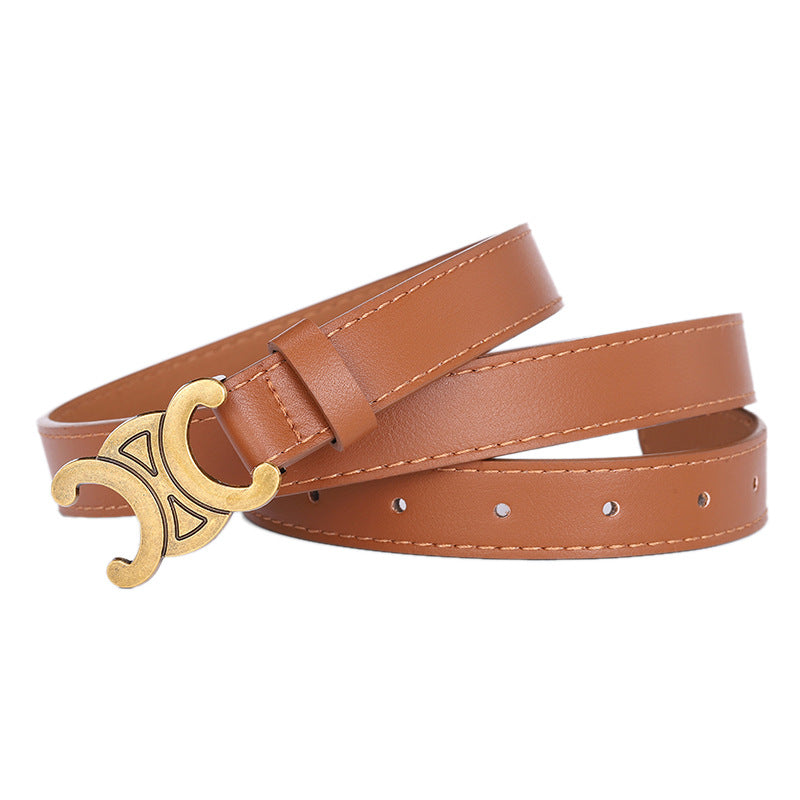 Women's English Letter Smooth Buckle Belt Versatile Jeans Decoration Fashion Trendy Internet Celebrity Fashion Waist Belt