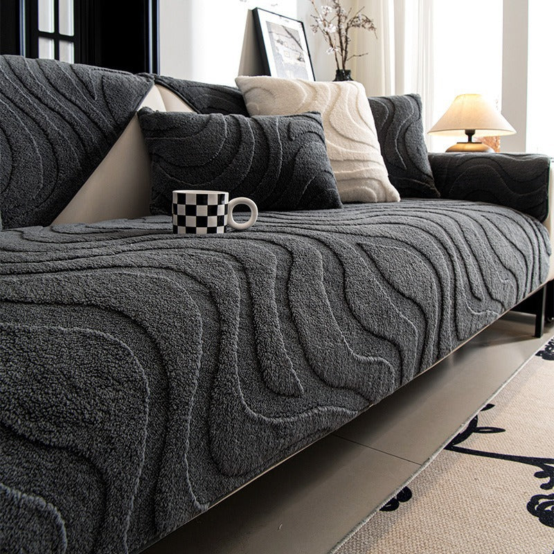 cream-style autumn and winter plush sofa Non-Slip Sofa Cover