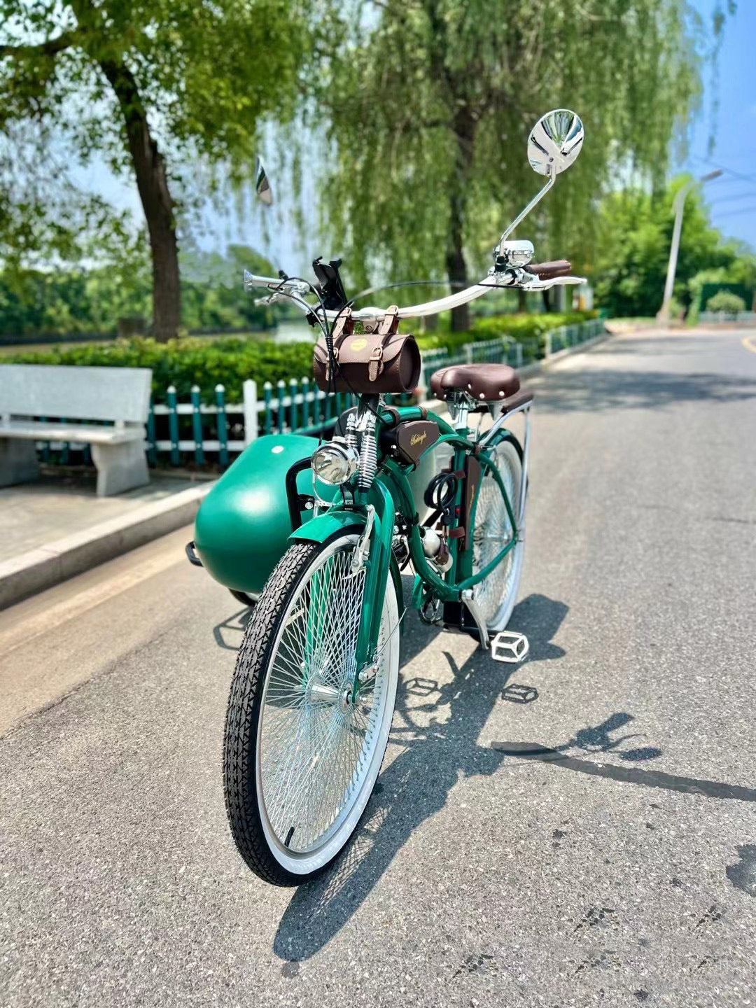 Comfortable Three-Wheel Bicycle High-End Park Display Side Bucket Drag Bucket Bicycle Dense Spokes High-End Side Three-Wheel