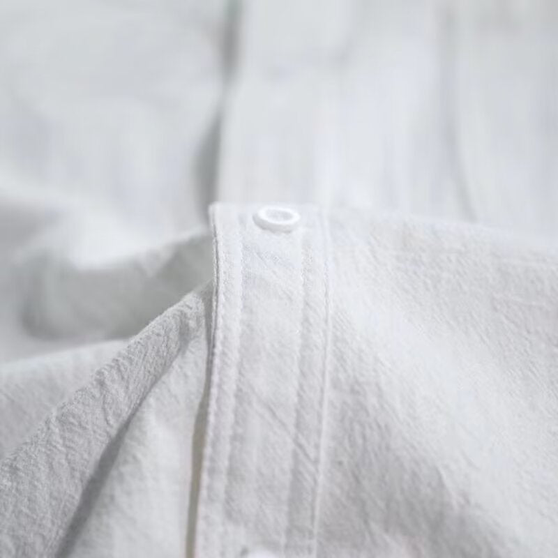 Japanese Retro Stand Collar Short Sleeve Shirt for Men Summer Trendy Brand Style Elegant Men's Shirt Plus Size Three Quarter Sleeve