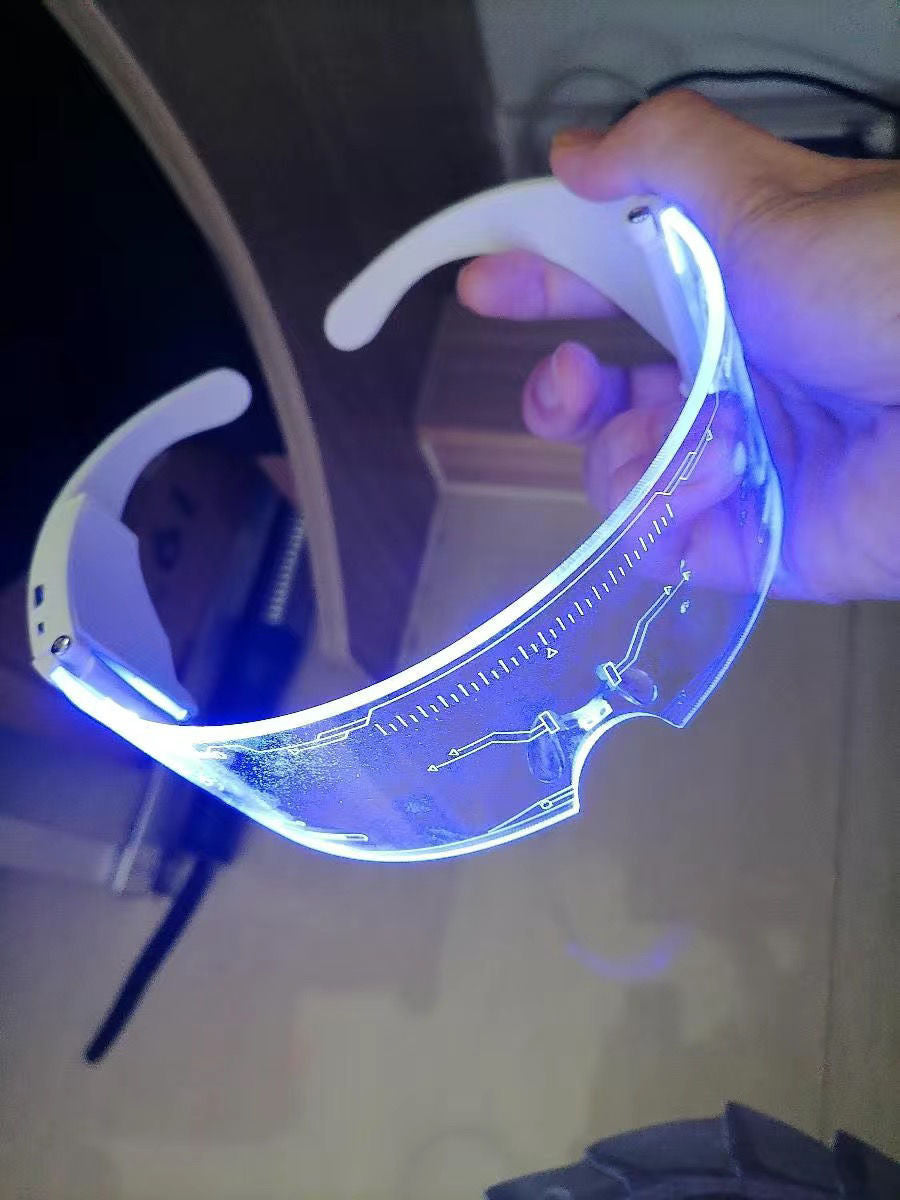 【3Ten Thousand People Collection】LED Technology Glowing Cycling Glasses Nighttime Travel Anti-Collision Glowing Protective Goggles Cool