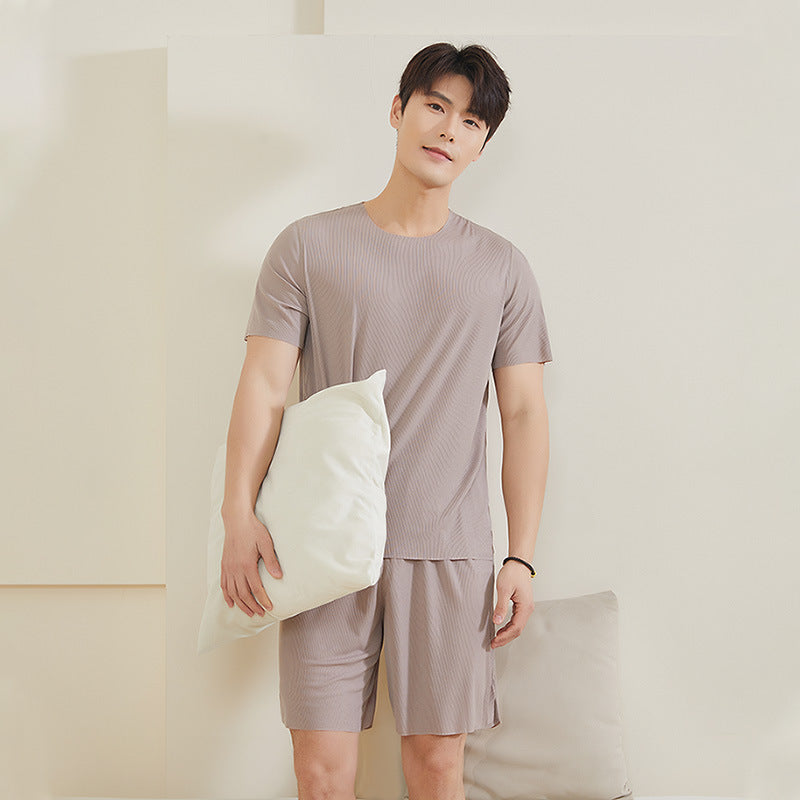 TikTok Kuaishou Internet Celebrity Loose Women's Couple Pajamas Ice Silk Two-Piece Set Casual Homewear Summer Pajamas for Women