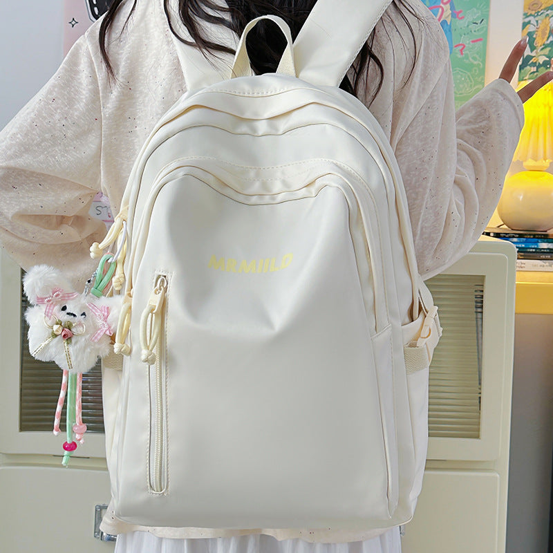 Large Capacity Backpack Women's New Fashion Simple School Bag Harajuku style solid color travel backpack for middle and high school students http://detail.1688.com/offer/967608488585.html