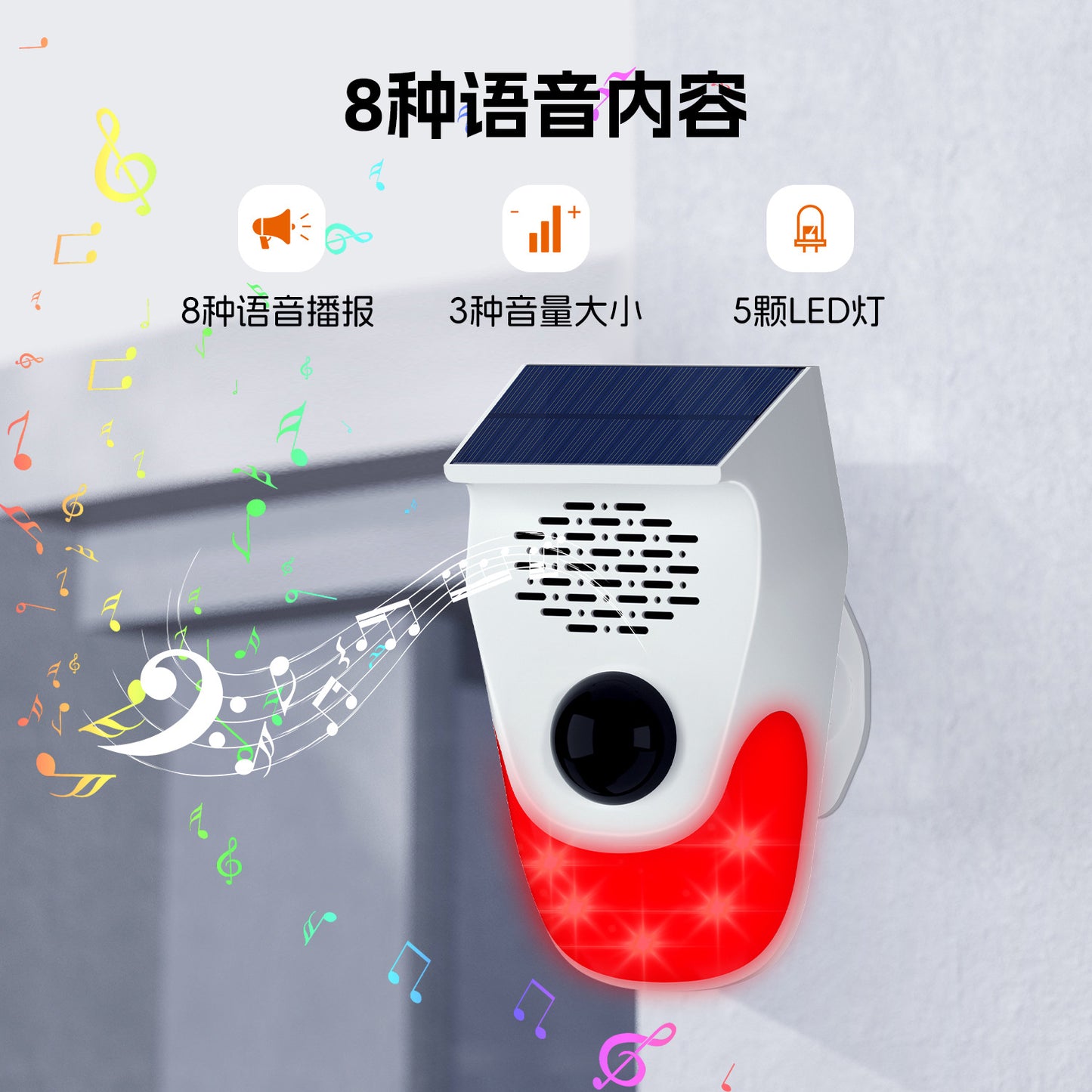 Solar Voice Announcer Truck Blind Spot Alarm Warning Light Forest Fire Prevention Device Wide Angle Detection Remote Control