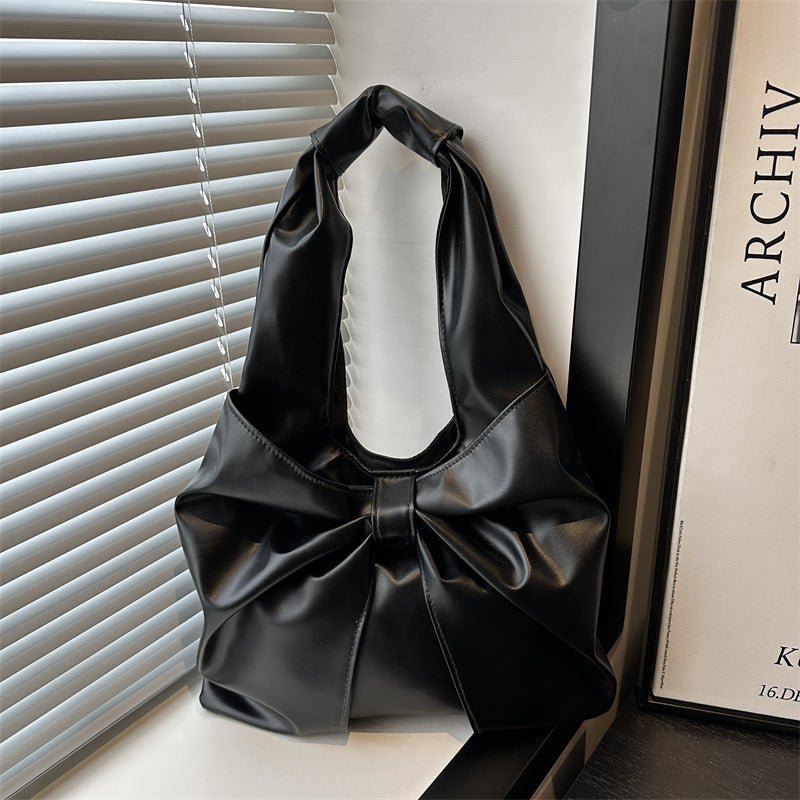 Korean Style Casual Underarm Women's Bag2025New Simple Bowknot Design Tote Bag Simple Handheld Shoulder Bag