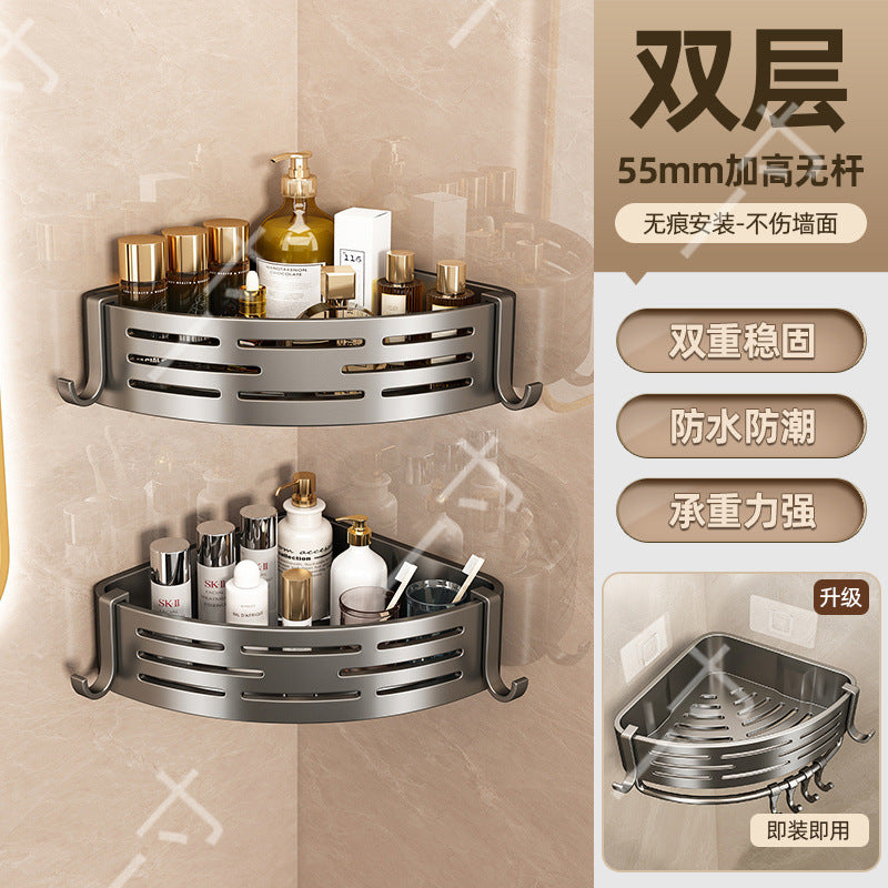 Suction Cup Triangle Basket Storage Rack Bathroom Toilet Wall-Mounted Organizer Rack Washroom Sink Corner No-Drill Organizer