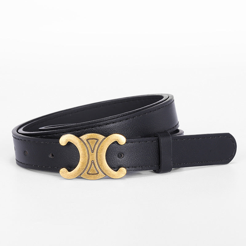 Women's English Letter Smooth Buckle Belt Versatile Jeans Decoration Fashion Trendy Internet Celebrity Fashion Waist Belt