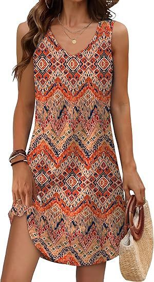European And American Women’s Clothing Summer Loose Casual V-neck Flower Dress