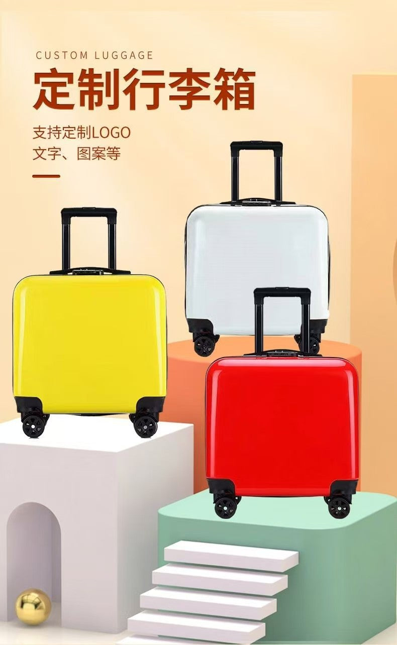 New181-inch Biscuit Children's Trolley Case Elementary School Student Luggage with Printed Words logo Cute male and female baby suitcase
