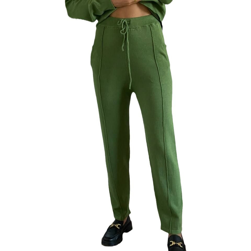 2025Autumn and Winter New ins Women's Loose Round Neck Sweater Set with Carrot Pants European and American Knitted Sets