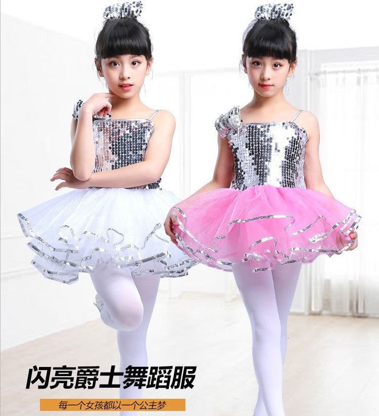 Kindergarten Performance Costume Children's Day Dance Costume for Girls Puffy Tulle Skirt Children's Jazz Dance Sequin Performance Dress