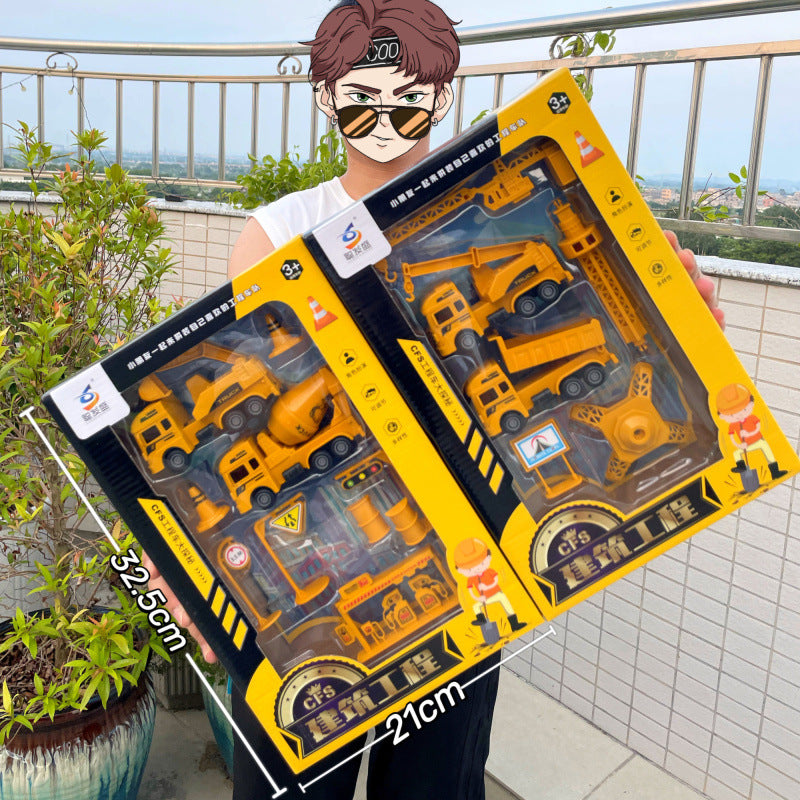 Durable Children's Toy Car Pull-Back Car Simulation Excavator Engineering Vehicle Fire Truck Airplane Model Boy's Gift