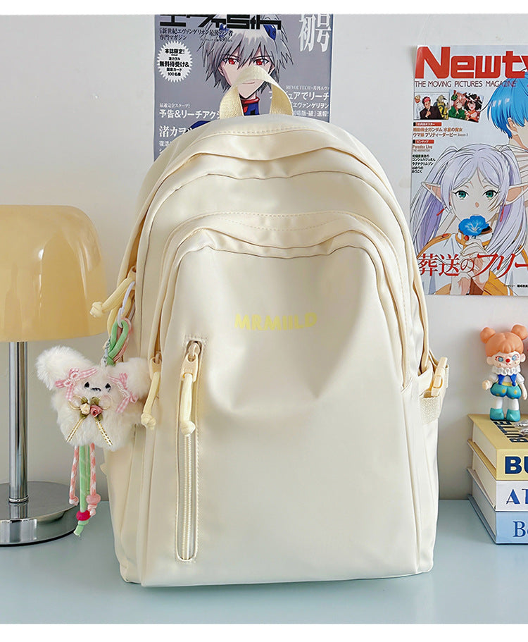 Large Capacity Backpack Women's New Fashion Simple School Bag Harajuku style solid color travel backpack for middle and high school students http://detail.1688.com/offer/967608488585.html