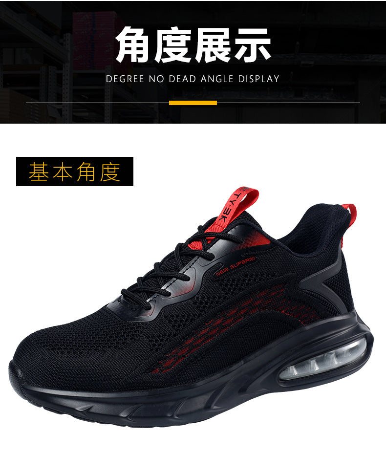 Zhen Gu Cross-Border Safety Shoes for Men and Women, Air Cushion Shock Absorption, Anti-Smash, Anti-Puncture, Breathable Safety Shoes with Steel Toe Cap for Men