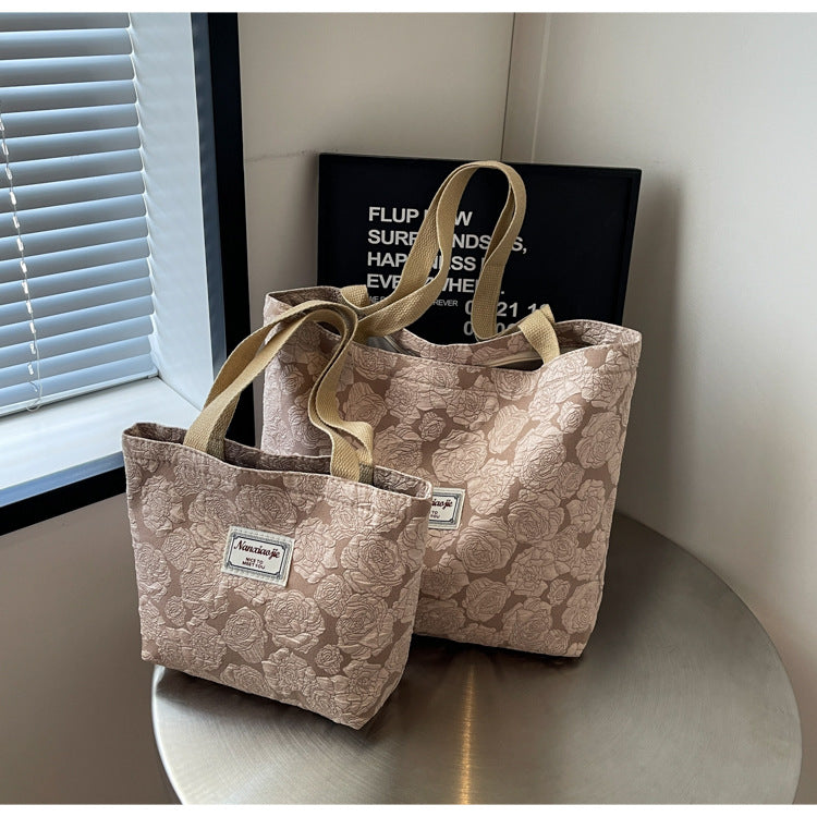 South Korea ins Unique Canvas Bag2024New Fashion Commuting Tote Bag Female College Student Class Shoulder Bag