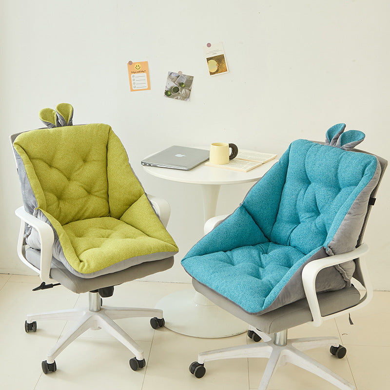 Thickened Seat Cushion and Back Cushion Integrated Ear Thick Cloth Cotton Linen Office Computer Chair Cushion Student Butt Cushion All Seasons