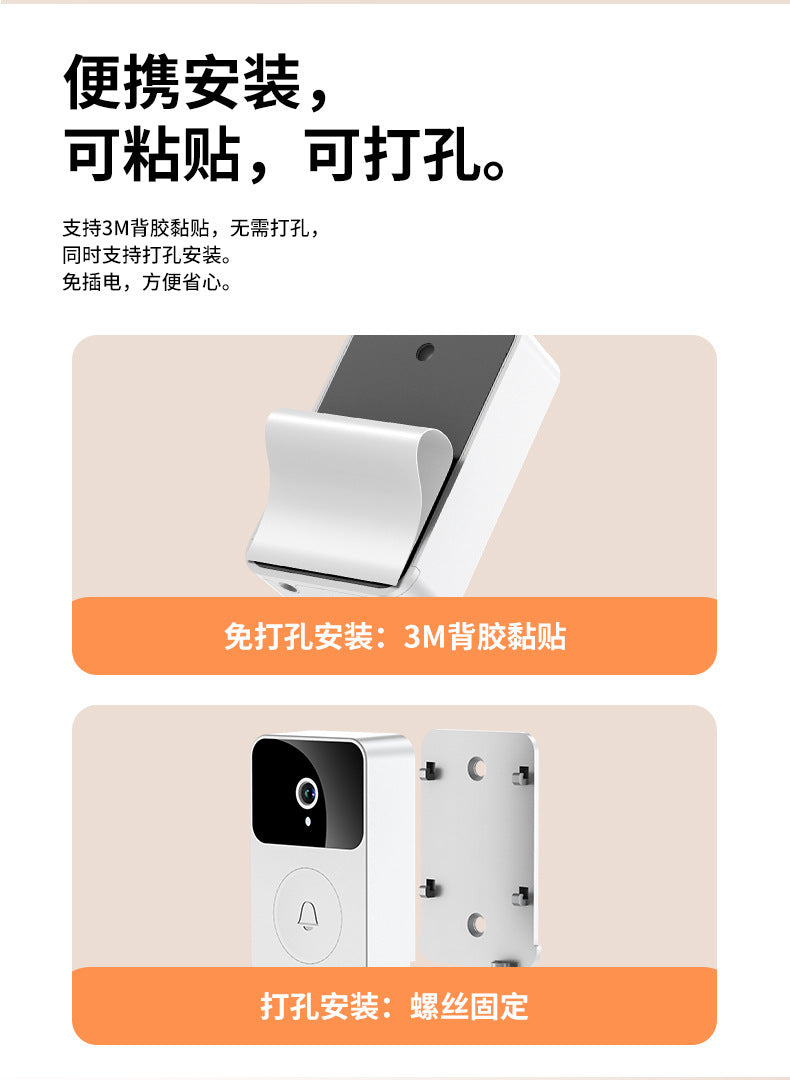 Factory Wholesale Intelligent Visual Doorbell Wireless Remote Home Surveillance Video Intercom HD Night Vision Capture