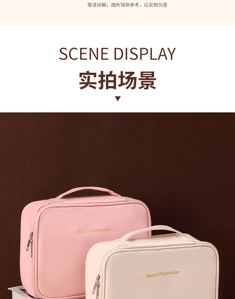 Cross-Border New Detachable Makeup Bag Waterproof Large Capacity Storage Bag Portable Handheld Free Partition Toiletry Bag