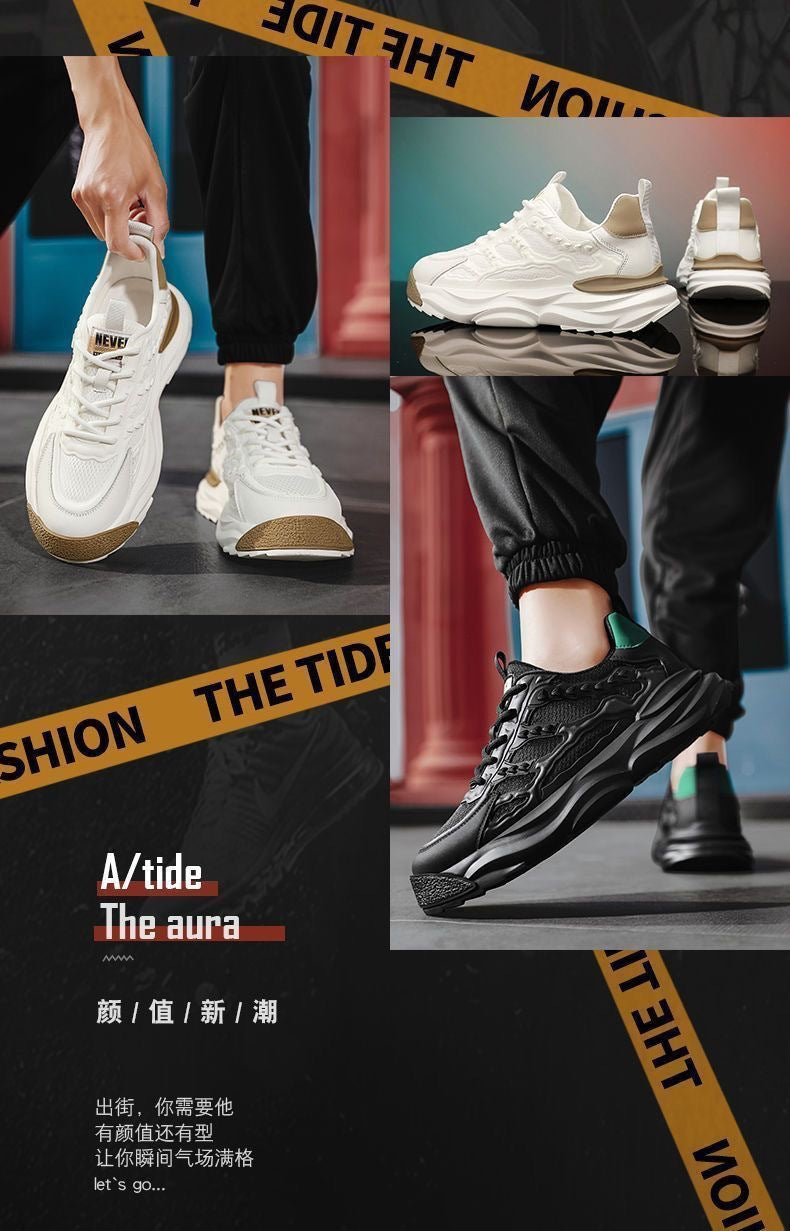 New Fashion Versatile Dad Sneakers2024Summer Trend Thick-Soled Height-Increasing Men's Shoes Mesh Breathable Casual Sneakers