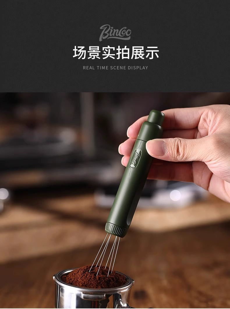 Bincoo Telescopic Magnetic Stainless Steel Powder Needle Coffee Powder Needle Evenly Stirring and Breaking Clumps Black