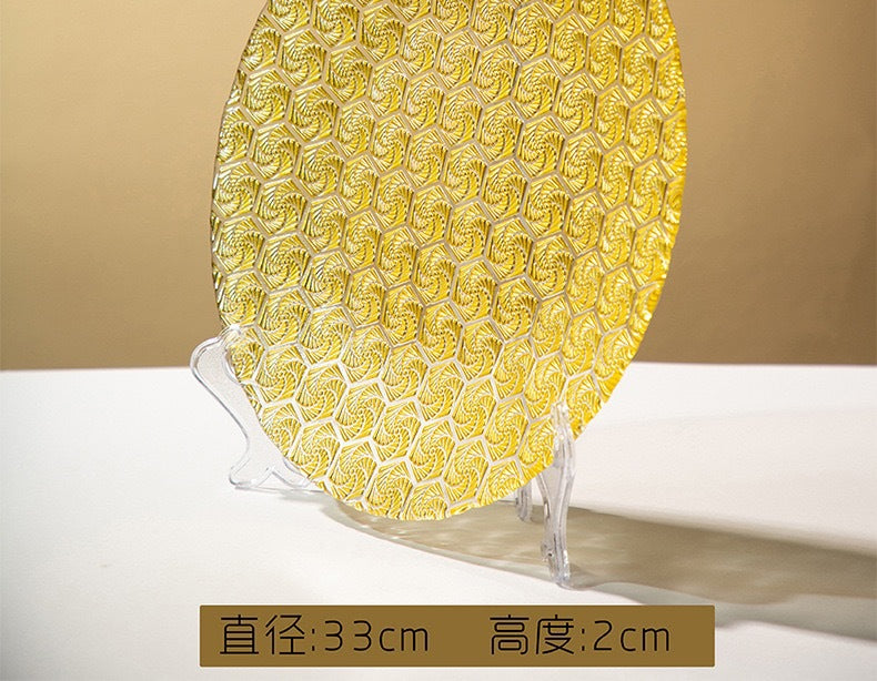 Western-style Glass Dinner Plate charger plate Wedding Banquet Decoration Plate High-Value Fruit Plate13inch pad plate