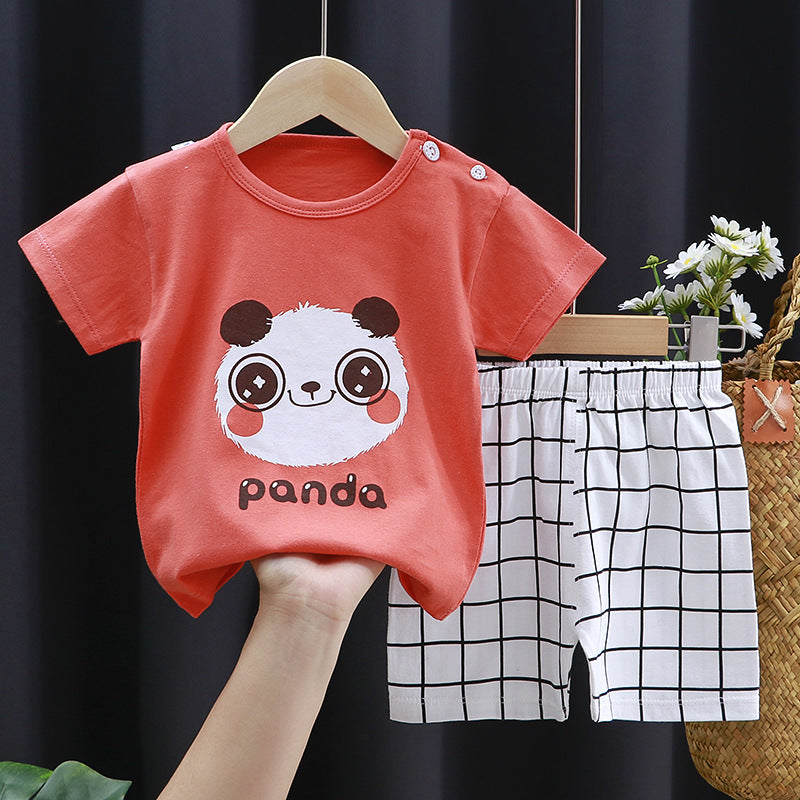 Children's Summer Short Sleeve Set a Cotton-like Boys' and Girls' Clothing t T-shirt Baby Summer Clothing2025Children's Clothing