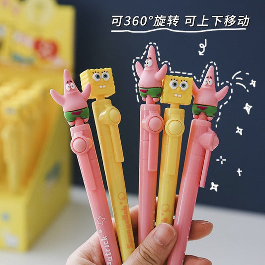 Factory Direct Sale Patrick SpongeBob SquarePants Rotating Pen Cute Gel Pen with Rotating Beads High-Value Student Stress Relief Pen