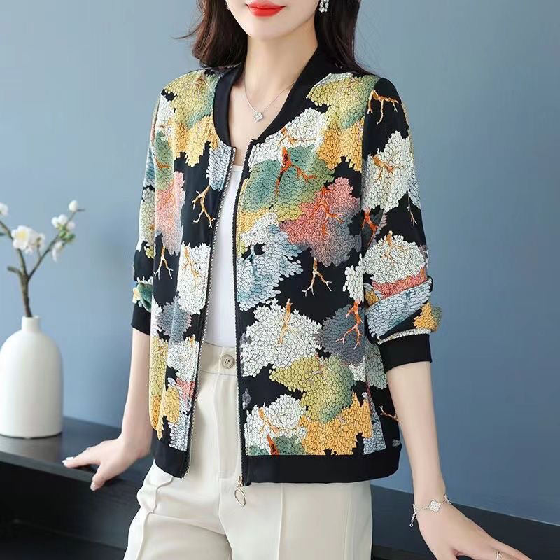 Cardigan Sweatshirt Jacket Women Baseball Jacket Loose Versatile Embroidery V Lazy Style Couple's Collared Top