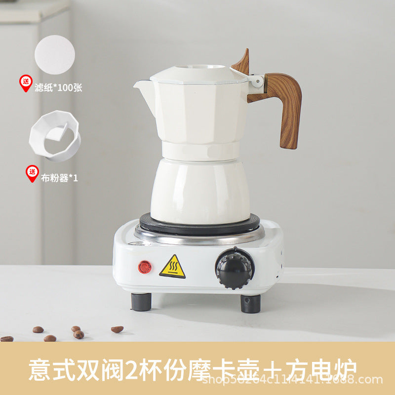 Moka Pot Home Use Small Coffee Pot Coffee Brewing Set Double Valve Hand Brew Pot Espresso Extraction Italian Coffee Machine