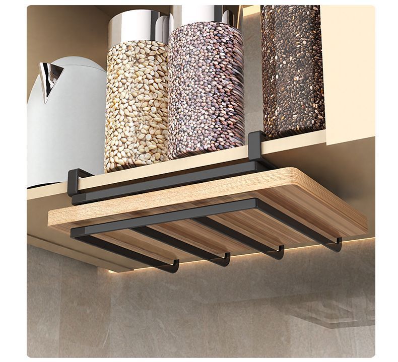 Wall-Mounted Cutting Board Rack Under Cabinet Hanging Pot Lid Rack Kitchen Multi-Functional Storage Rack No-Drill Cutting Board Organizer
