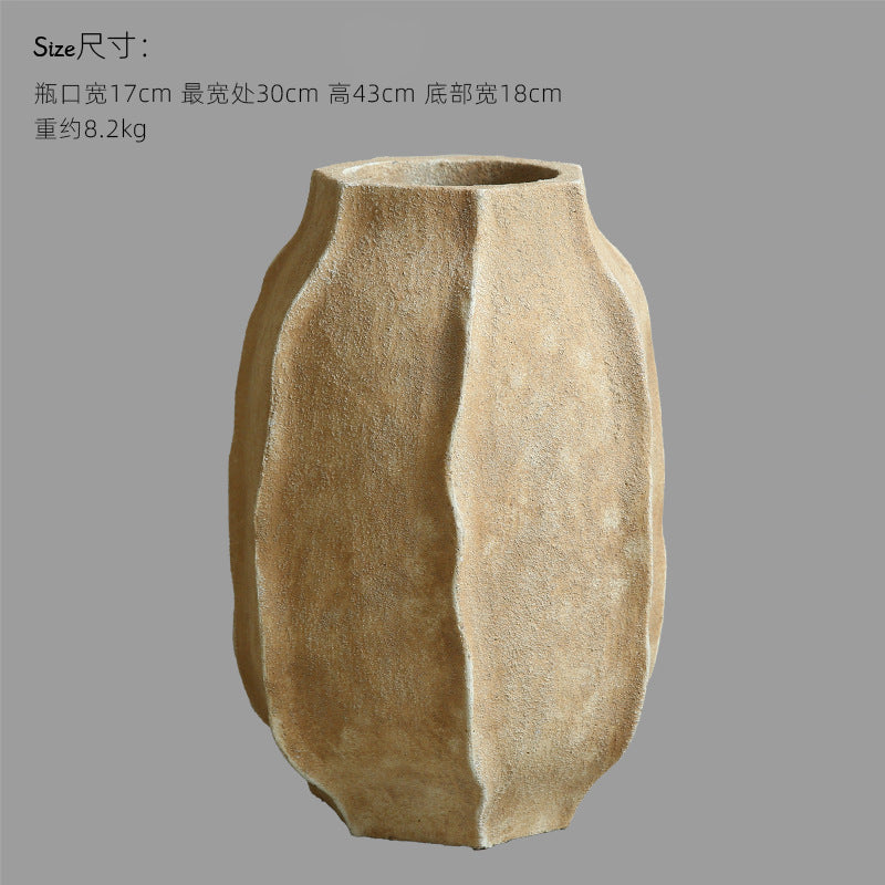 Silent Wind Cement Vase Flower Pot Indoor Living Room Desktop Decoration Entrance TV Cabinet Homestay Soft Decoration Flower Arrangement Ornament
