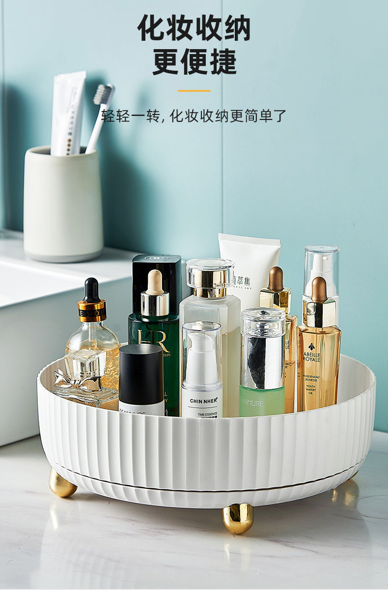 Cross-Border Rotating Spice Rack Multi-Functional Kitchen Desktop Storage Round Fruit Tray Cosmetic Storage Box