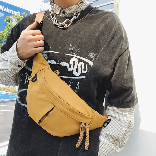 2025Summer New Simple Versatile Large Capacity Canvas Underarm Bag for Outings and Commutes, Niche Design Solid Color Chest Bag