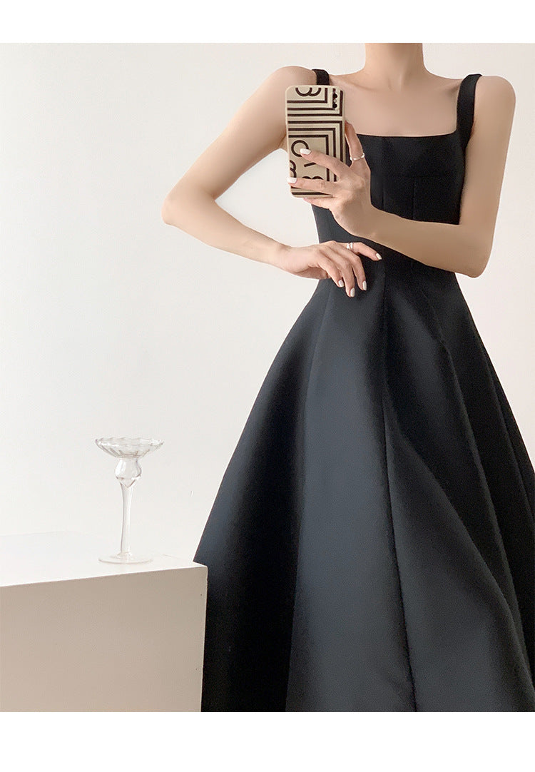 French Style Light Wedding Dress Solid Color Satin Simple Petite Host Adult Ceremony Party Banquet Evening Dress Suitable for Daily Wear