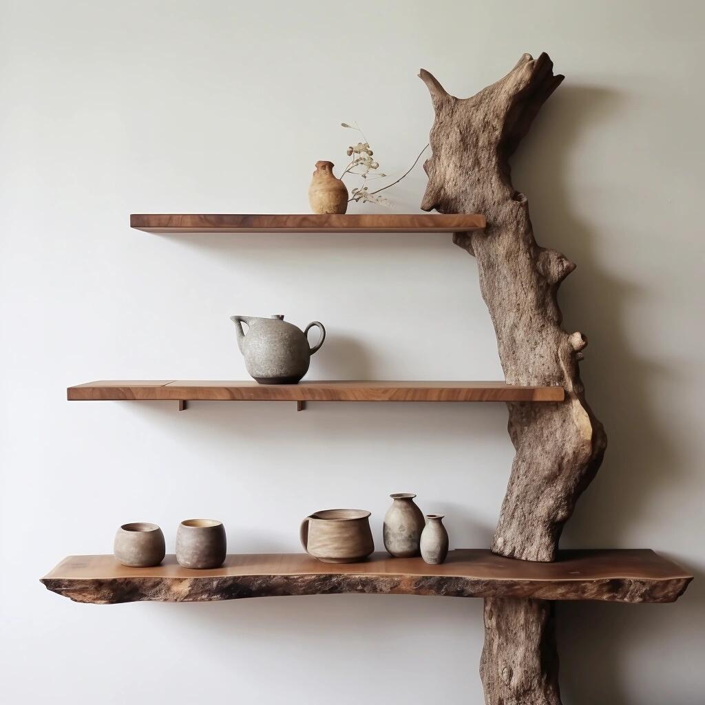 Wabi-Sabi Style Camphor Wood Solid Wood Display Cabinet Tea Storage Cabinet Natural Wood Multi-Functional Storage Rack