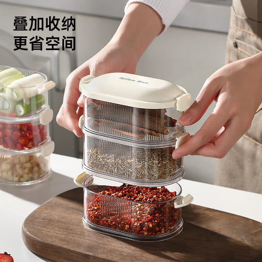 Spice Storage Box Food Grade Compartment Box Household Kitchen Sichuan Pepper Aniseed Seasoning Storage Box Seasoning Sealed Jar