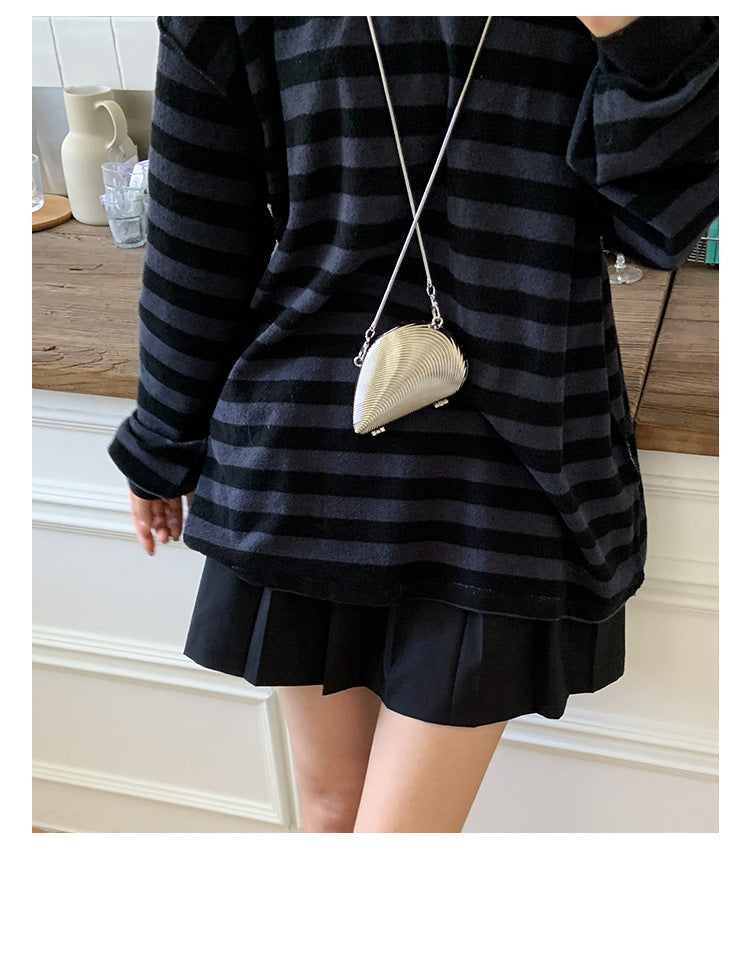 Mini2025Summer New Bag Niche Metal Shell Single Shoulder Chain Crossbody Bag Evening Fashion Small Bag for Women