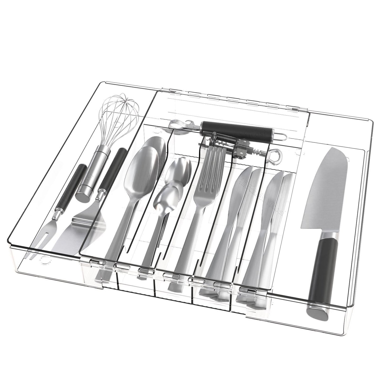 Cross-Border Tableware Kitchen Organizer Box Drawer Expandable Silverware Storage Box Cosmetics Stationery Miscellaneous Divider Expandable Box