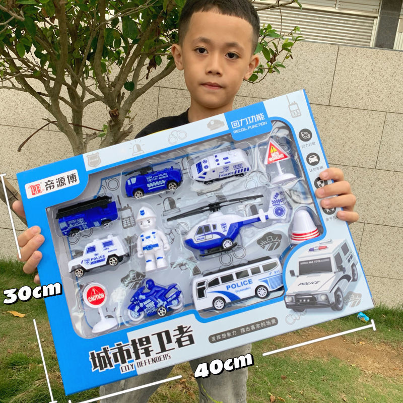 Durable Children's Toy Car Pull-Back Car Simulation Excavator Engineering Vehicle Fire Truck Airplane Model Boy's Gift