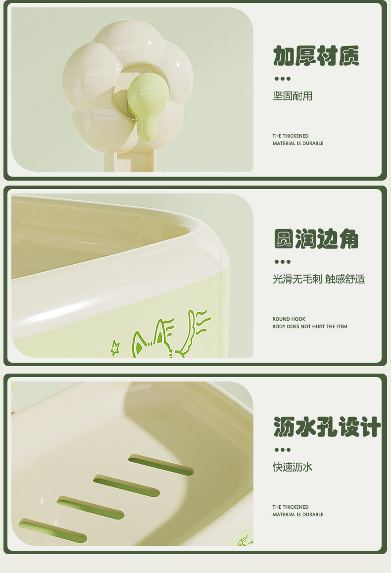Bathroom Suction Cup Soap Holder, Multi-Functional, No Drilling Required, Creative Wall-Mounted Soap Box, Draining Bathroom Soap Holder