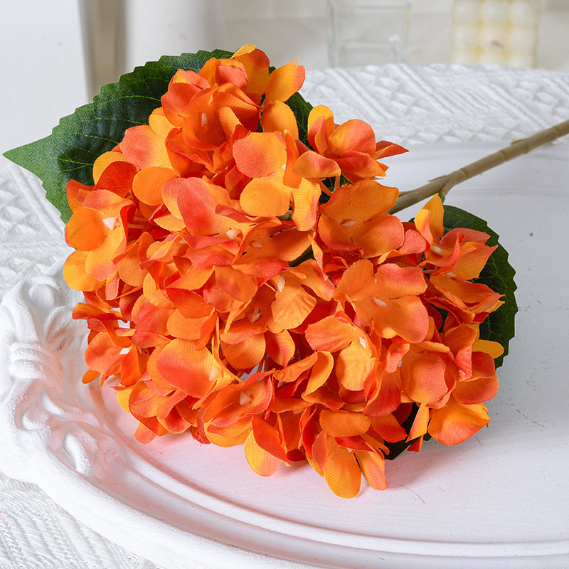 Artificial Hydrangea with Leaves for Wedding Decoration, Artificial Silk Flowers, Archway Flowers, Home Decor Fake Flowers, Single Artificial Flowers