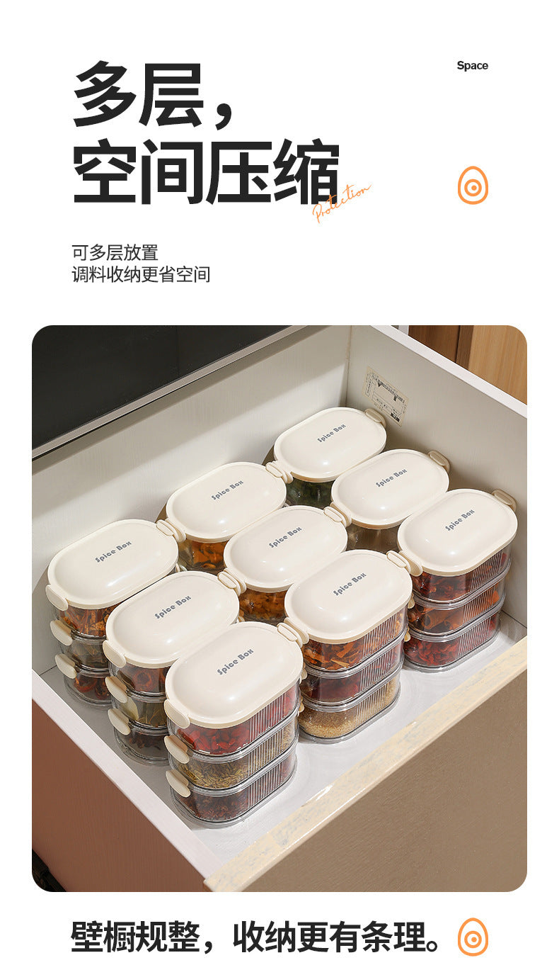 Spice Storage Box Food Grade Compartment Box Household Kitchen Sichuan Pepper Aniseed Seasoning Storage Box Seasoning Sealed Jar